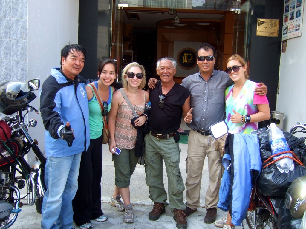 April 2010: Sarah, Brittany and me with our motorcycle tour guides, Hoa, Nguyen (aka Wing Man) and Nam.