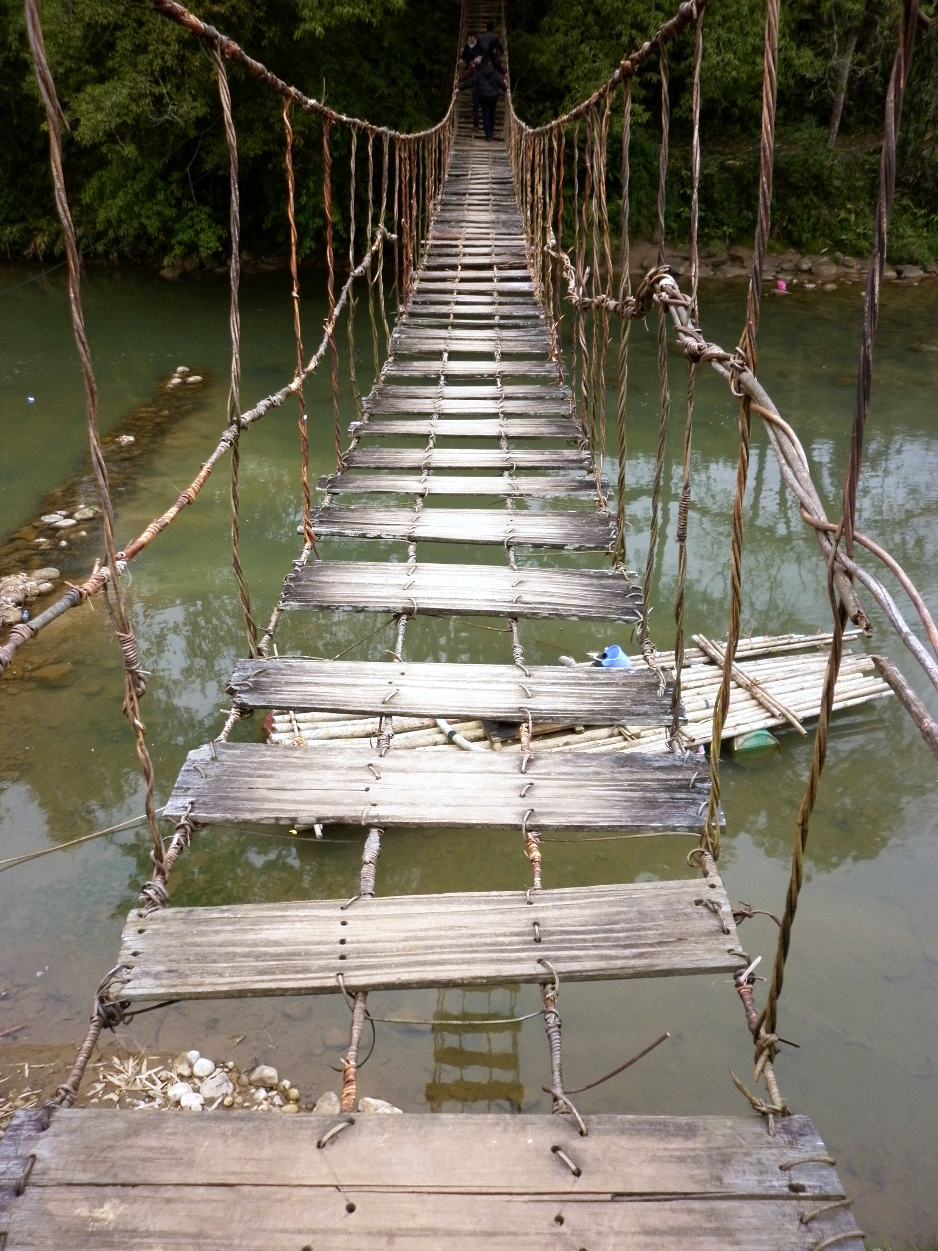 A rickety old bridge over the Muong Hoa River in Ta Van in Lao Cai province in Northern Vietnam.